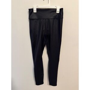 Fabletics Motion365+ High Waisted Shiny Liquid Black Leggings Womens Medium